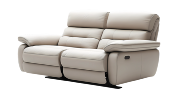 a reclining sofa with two seats on a transparent background png