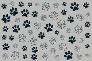 Elegant Seamless Black and White Dog Paw Print Pattern for Graphic Design and Textile Art vector