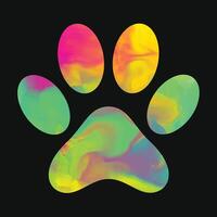 Colorful beautiful colors seamless fabric design paw prints pattern with black background vector
