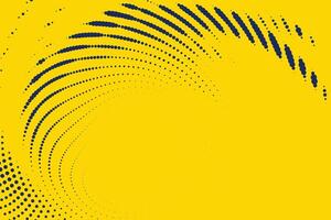 Bright yellow black halftone pattern. Gradient polka dots background. Abstract curves. Points backdrop. Dotted spotted pattern. Monochrome template for web design vector