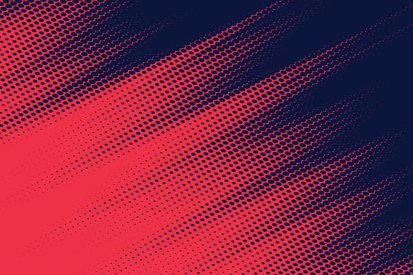 Futuristic minimal tech red halftones dotted circles abstract background.