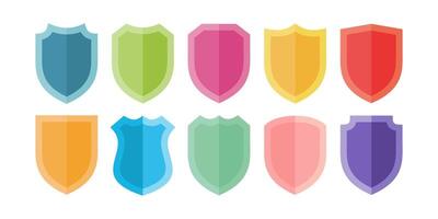 Shields set in retro vintage color. 3D shape of shields icon. vector