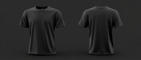 Blank Black T-Shirt Mockup. 3D Front and Back Views photo