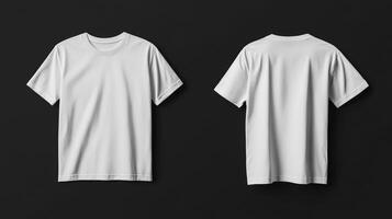 White Short Sleeve T-Shirt Mockup, Front and Back Views photo