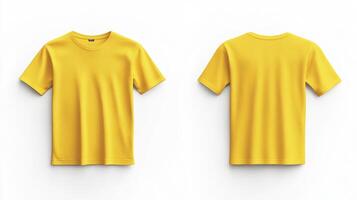 Blank yellow short sleeve t-shirt mockup on white background photo