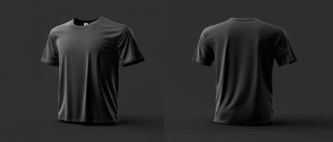 Blank Black T-Shirt Mockup. 3D Front and Back Views photo