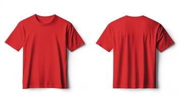 Blank red short sleeve t-shirt mockup on white background photo