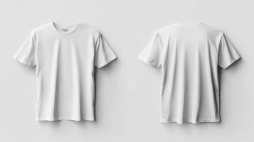White Black Short Sleeve T-Shirt Mockup, Front and Back Views photo