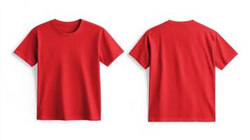 Blank red short sleeve t-shirt mockup on white background photo