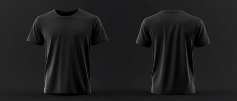 Blank Black T-Shirt Mockup. 3D Front and Back Views photo