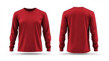 Blank red long sleeve t-shirt mockup on white background photo