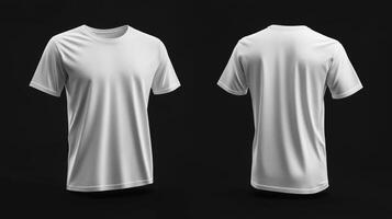 White Short Sleeve T-Shirt Mockup, Front and Back Views photo