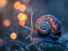Macro Photo of Snail with Natural Light