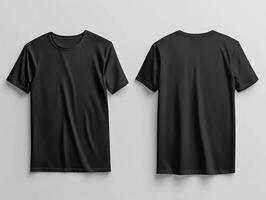 Blank Black Short Sleeve T-Shirt Mockup, Front and Back Views photo