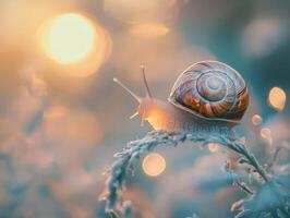 Macro Photo of Snail with Natural Light