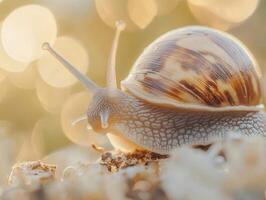 Macro Photo of Snail with Natural Light