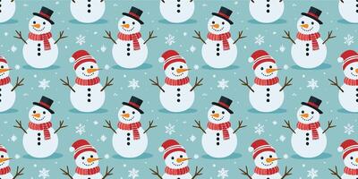 seamless pattern with snowman, snow. Winter simple, stylish Scandinavian repeat texture for wrapping, Christmas vector