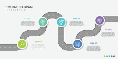 Infographic template for business. Steps Modern Timeline diagram with road journey concept, presentation vector