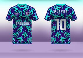 Sports uniform jersey design for sublimation printing with blue abstract pattern background vector