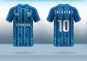 Sports jersey design with blue abstract texture and pattern, easy for sublimation printing vector
