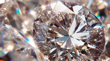 Radiant diamond with intricate reflections extreme closeup view photo