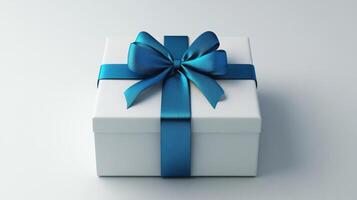 Simple and stylish gift box with a decorative ribbon photo