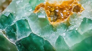 Chrysoprase crystal with rich green colors and intricate crystal patterns in high detail photo
