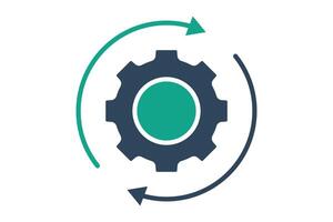 Operation icon. solid icon style. gear with arrow. icon related to efficiency. productivity elements illustration vector