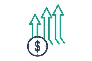 Market icon. line icon style. dollar with up arrow. icon related to SWOT. business elements illustration vector