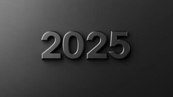 Elegant and bold 2025 numbers on a black textured background photo