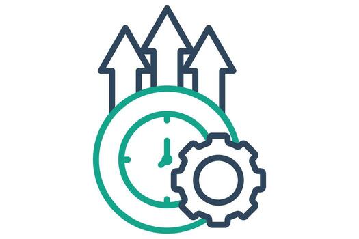 Effective icon. line icon style. clock with gear and up arrow. icon related to efficiency. productivity elements illustration vector