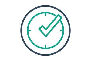 Real time icon. line icon style. clock with check mark. icon related to efficiency. productivity elements illustration vector