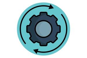 Operation colored outline icon. gear with arrow. icon related to efficiency. productivity elements illustration vector