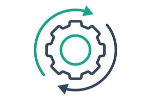 Operation icon. line icon style. gear with arrow. icon related to efficiency. productivity elements illustration vector