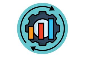 Optimization colored outline icon. chart with gear and arrow. icon related to efficiency. productivity elements illustration vector