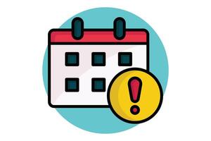 Deadline colored outline icon. calendar with warning. icon related to efficiency. productivity elements illustration vector