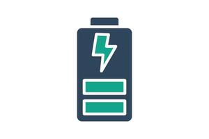 Battery icon. solid icon style. icon related to efficiency. productivity elements illustration vector