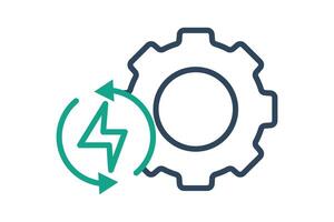 Energy efficiency icon. line icon style. gear with lightning. icon related to efficiency. productivity elements illustration vector