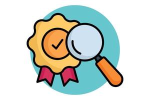 Quality control colored outline icon. charter with magnifying glass. icon related to efficiency. productivity elements illustration vector