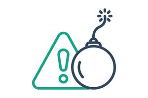 Threats icon. line icon style. exclamation mark with bomb. icon related to SWOT. business elements illustration vector