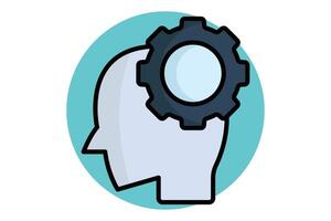 Capability colored outline icon. head with gear. icon related to efficiency. productivity elements illustration vector