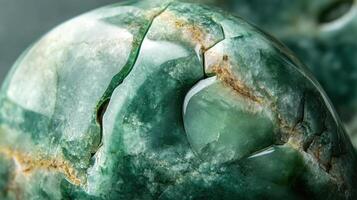 Jade gemstone showcasing deep green tones and polished clarity. photo