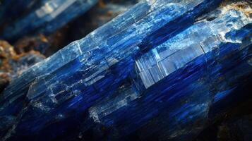 Deep blue kyanite crystal with unique formations and clear facets. photo