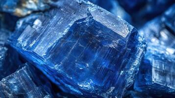 Close-up of kyanite with rich blue hues and unique striated patterns. photo