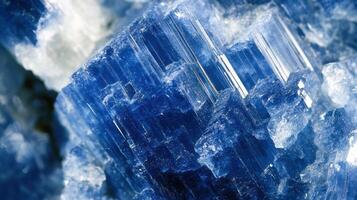 Close-up of kyanite with rich blue hues and unique striated patterns. photo