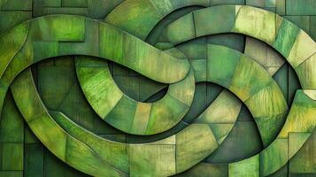 Abstract wooden waves in green and natural tones. photo