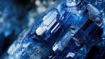 Close-up of kyanite with rich blue hues and unique striated patterns. photo