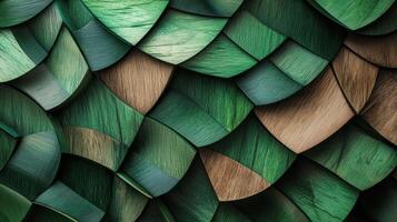 Abstract wooden waves in green and natural tones. photo