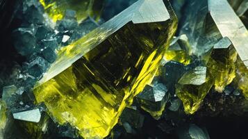Detailed view of epidote gemstone revealing its intense green hue and crystalline texture photo