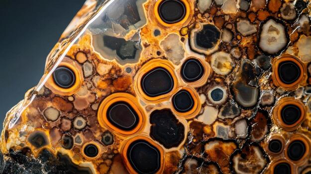 Enstatite stone with a complex pattern of black and brown photo